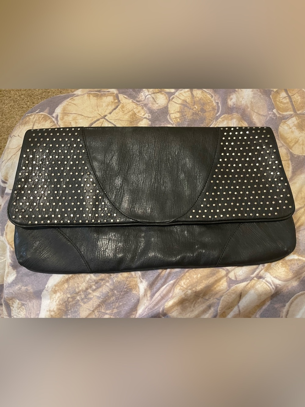 Jessica Simpson envelope clutch black leather bag